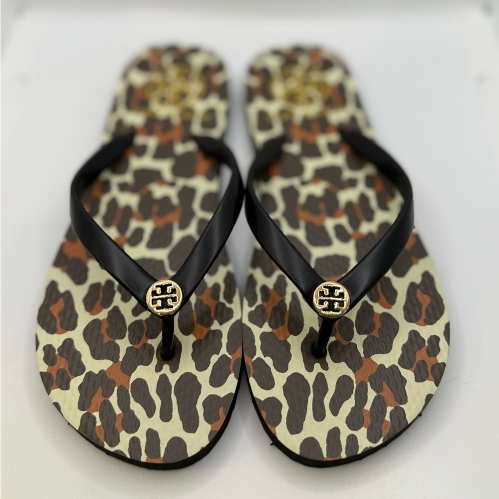 NWT Tory Burch Women’s Thin Flip Flop Size:5 Color: Black Leopard Print